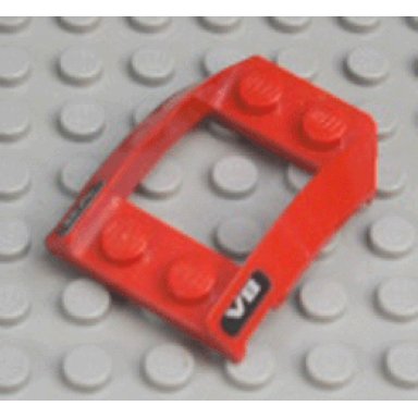 red wedge 4 x 3 open with cutout and 4 studs with silver v8 on black background pattern on both sides stickers - set 8642