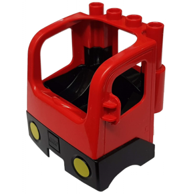 red duplo cabin truck semi-tractor cab with black base