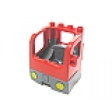 red duplo cabin truck semi-tractor cab with dark bluish gray base