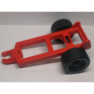 red duplo farm trailer frame with wheels small reinforcement around axle