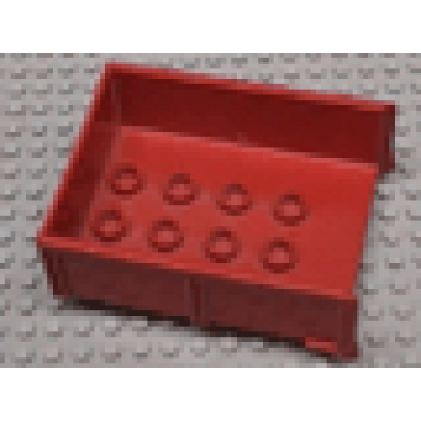 red duplo trailer bed with 8 studs without back sill