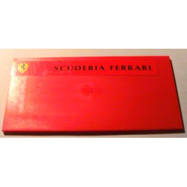 red tile 8 x 16 with bottom tubes on edges with ferrari logo and black scuderia ferrari pattern sticker - set 8654