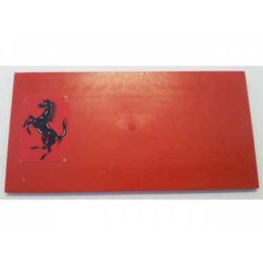 red tile 8 x 16 with bottom tubes on edges with black horse ferrari logo pattern model right side sticker - set 8654