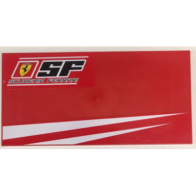 red tile 8 x 16 with bottom tubes on edges with sf scuderia ferrari ferrari logo and 2 white stripes pattern model left stickers - set 8185