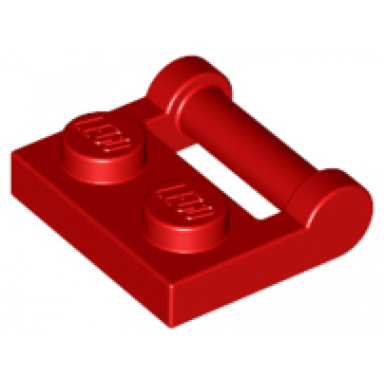 red plate modified 1 x 2 with bar handle on side - closed ends