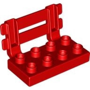 red duplo plate 2 x 4 with angled railing fence