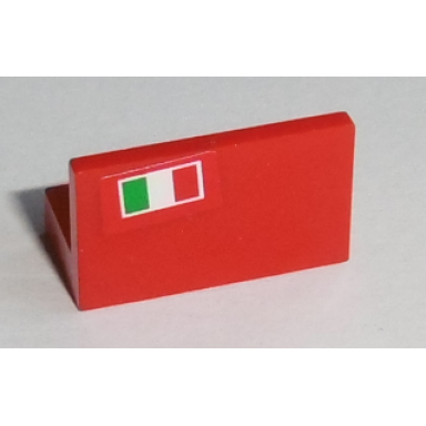 red panel 1 x 2 x 1 with italian flag on red background pattern model left side sticker - set 8654 8375 8673