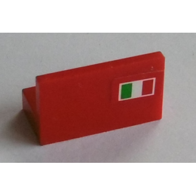 red panel 1 x 2 x 1 with italian flag on red background pattern model right side sticker - set 8654 8375 8673