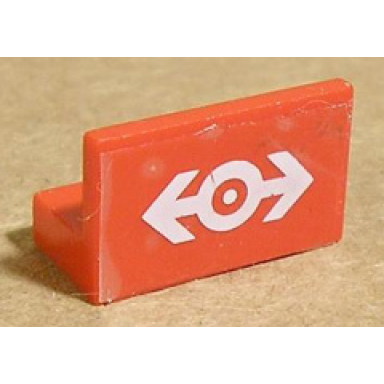 red panel 1 x 2 x 1 with train logo white pattern sticker - sets 4549 4554 4563