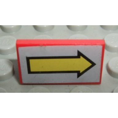 red panel 1 x 2 x 1 with yellow arrow right on light gray background pattern sticker - set 8856