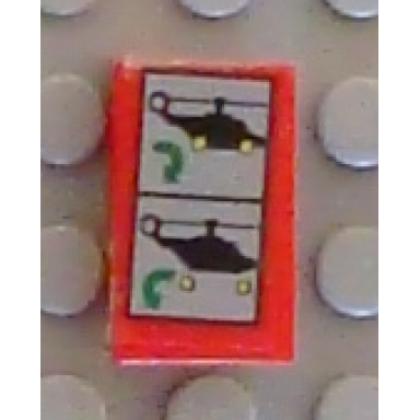 red panel 1 x 2 x 1 with helicopter landing gear instructions pattern sticker - set 8856