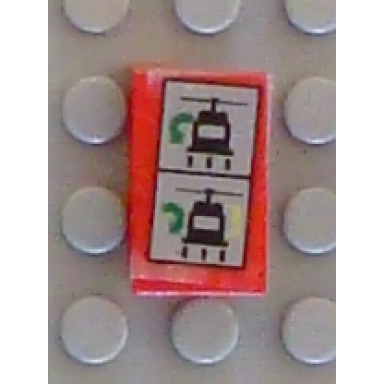 red panel 1 x 2 x 1 with helicopter hook arm instructions pattern sticker - set 8856