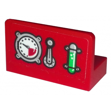 red panel 1 x 2 x 1 with gauges and crank pattern sticker - set 10263