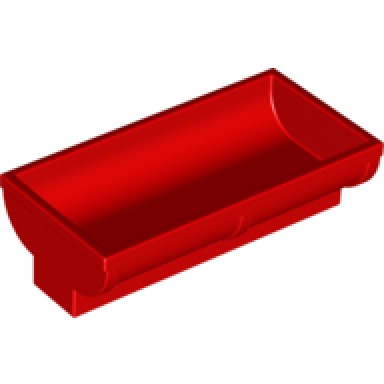 red duplo animal accessory feeding trough 2 x 4 x 2 with curved sides
