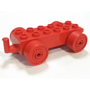 red duplo car base 2 x 6 with closed hitch end and red wheels