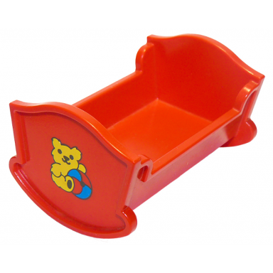 red duplo furniture cradle belville baby crib with teddy bear and ball pattern