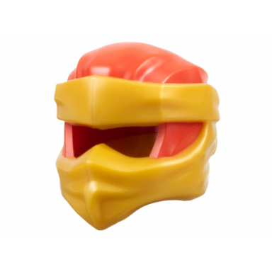 red minifigure headgear ninjago wrap type 6 with molded pearl gold wraps and knot pattern