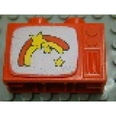 red duplo utensil tv 1 x 2 1 2 x 1 1 3 with rainbow and stars pattern