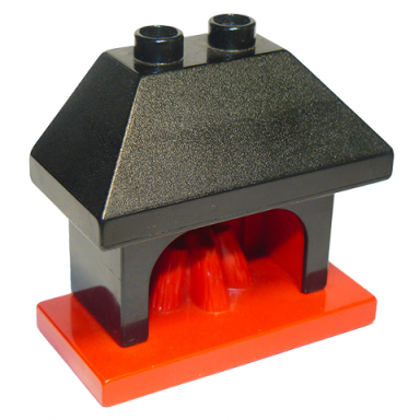 duplo furniture fireplace with black top with 2 studs