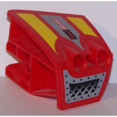 red technic panel rc car mudguard front left with vents and red beast pattern stickers - set 8378