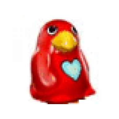 red primo animal bird small with medium blue heart pattern