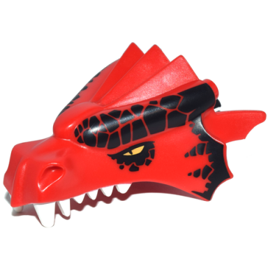 red dragon head castle jaw upper with large black scales and yellow eyes pattern
