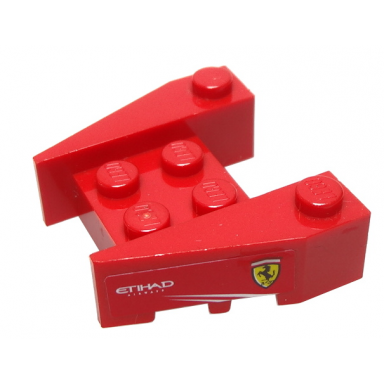 red wedge 3 1 2 x 4 with stud notches with ferrari logo and white etihad airways on red background pattern on both sides stickers - sets 8168 8185