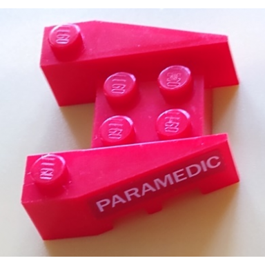red wedge 3 1 2 x 4 with stud notches with white paramedic pattern on both sides stickers - set 60204