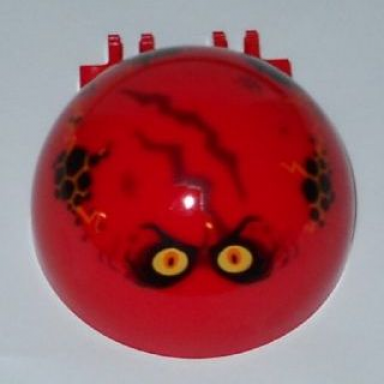 red windscreen 6 x 6 x 3 canopy half sphere with dual 2 fingers with globlin with yellow and orange eyes pattern