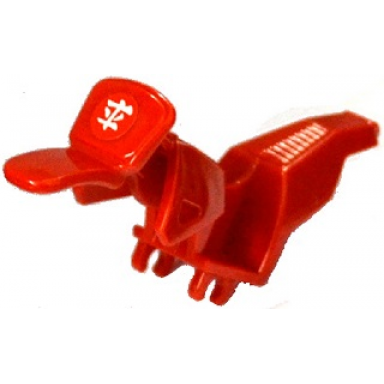 red motorcycle fairing dirt bike with white ninjago logogram fire pattern sticker - set 70750