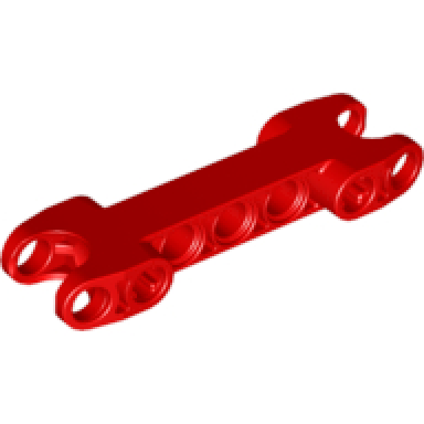 red technic axle and pin connector 2 x 7 with 2 ball joint sockets rounded ends