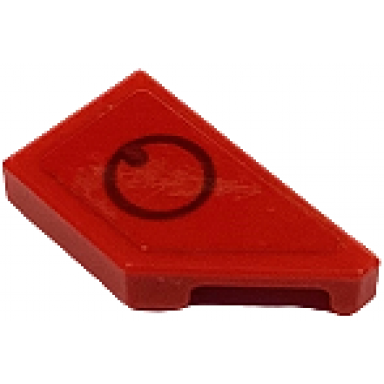 red tile modified 1 x 2 wedge right with dark red circle pattern sticker - set 76934