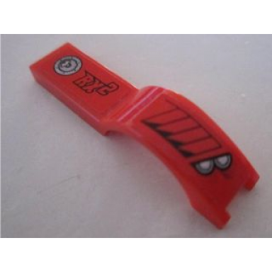 red vehicle mudguard 1 x 4 1 2 with headlights and rx 2 pattern model right side stickers - set 8495
