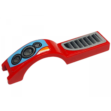 red vehicle mudguard 1 x 4 1 2 with triple headlights and vent grille pattern model left side stickers - set 8656