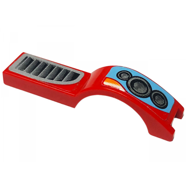 red vehicle mudguard 1 x 4 1 2 with triple headlights and vent grille pattern model right side stickers - set 8656