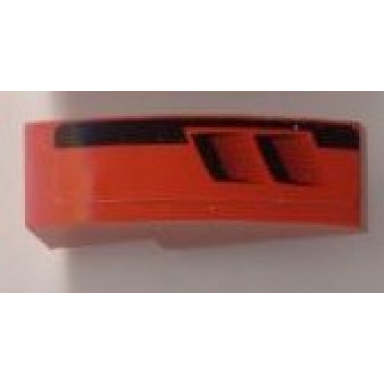 red slope curved 3 x 1 with black tail and engine pattern model left sticker - set 8124