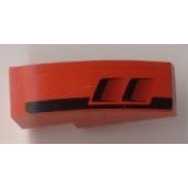 red slope curved 3 x 1 with black tail and engine pattern model right sticker - set 8124