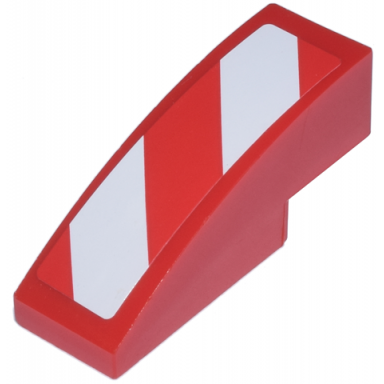 slope curved 3 x 1 with red and white danger stripes pattern model left side sticker - sets 7208 7630 7633 7936