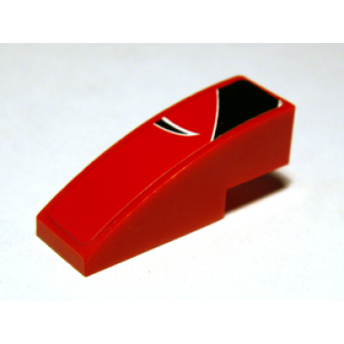 red slope curved 3 x 1 with black togokahn pattern model front left sticker - set 8159