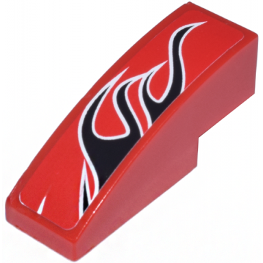 red slope curved 3 x 1 with black togokahn pattern model front right sticker - set 8159