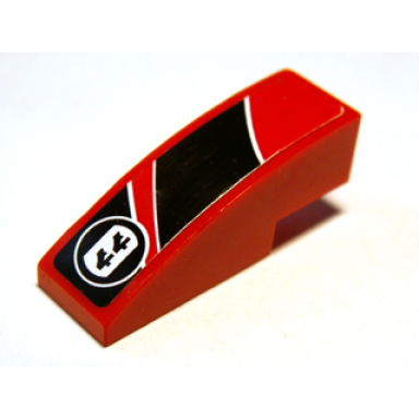 red slope curved 3 x 1 with black togokahn pattern model back right sticker - set 8159