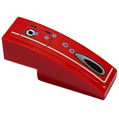 red slope curved 3 x 1 with panel vent hole and bubbles pattern model right side sticker - set 7977