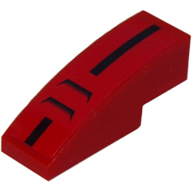 red slope curved 3 x 1 with black stripe and 2 air vents on red background pattern sticker - set 8147