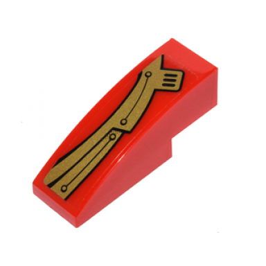 red slope curved 3 x 1 with curved gold panels with rivets pattern model left side sticker - set 70146