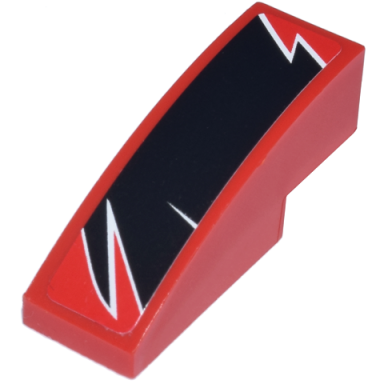 red slope curved 3 x 1 with black togokahn pattern model middle left sticker - set 8159