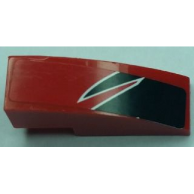 red slope curved 3 x 1 with black togokahn pattern model middle right sticker - set 8159