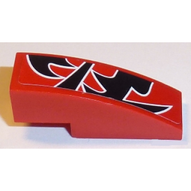 red slope curved 3 x 1 with black togokahn pattern model back middle left sticker - set 8159