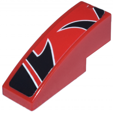 red slope curved 3 x 1 with black togokahn pattern model back middle right sticker - set 8159