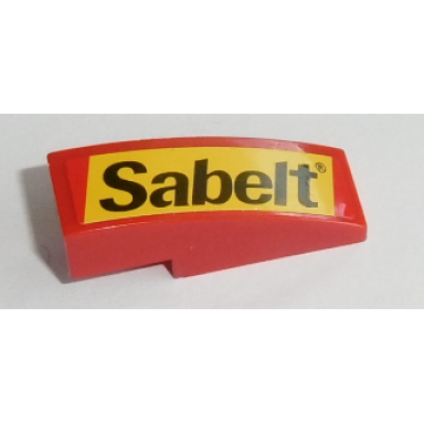 red slope curved 3 x 1 with black sabelt on yellow background pattern sticker - set 8143