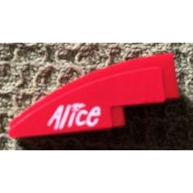 red slope curved 3 x 1 with white alice on red background pattern model left side sticker - set 8142-2